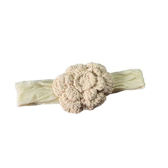 Crochet flower headband Girls accessories 7-10" - Picture 1 of 4
